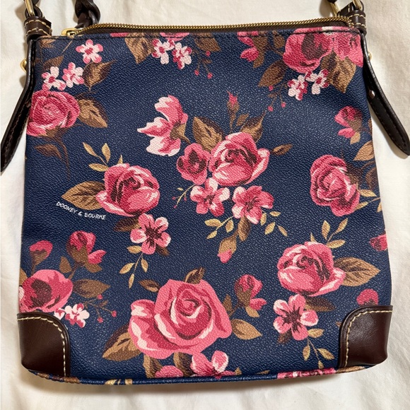 Dooney & Bourke Navy and Pink Floral Crossbody Bag - Picture 2 of 3